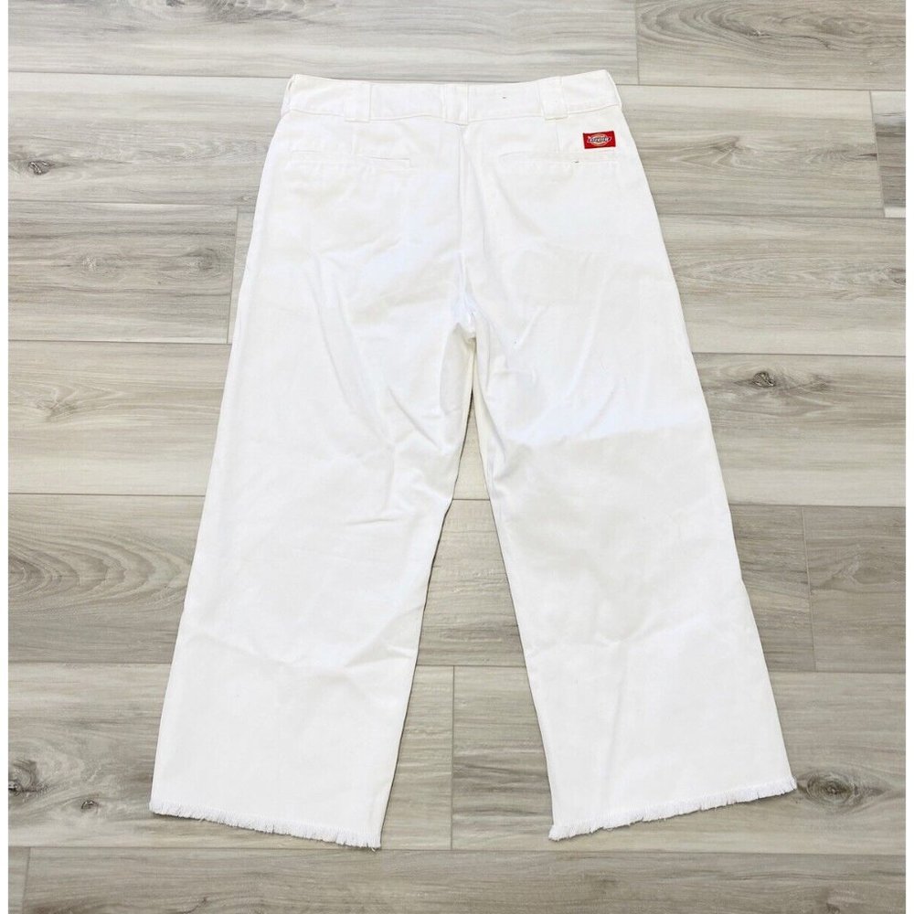 Dickies Juniors Work Crop Fray Hem Twill High-Rise Crop Fit White Size 9/29 - Picture 3 of 6